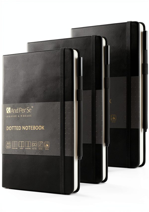 And Per Se Dotted Notebook 3 Packs Black-0