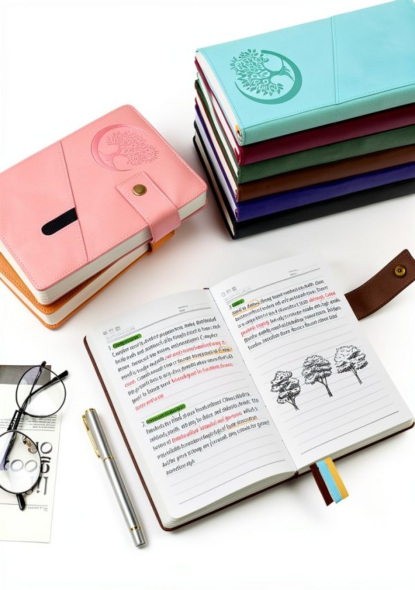A5 Lined Notebook PAIBAS Faux Leather Cover-3