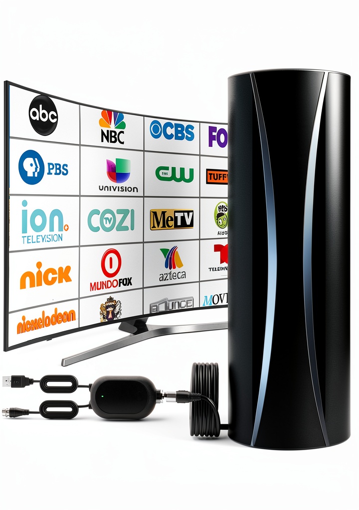 Forlovv indoor TV antenna placed on a living‑room console