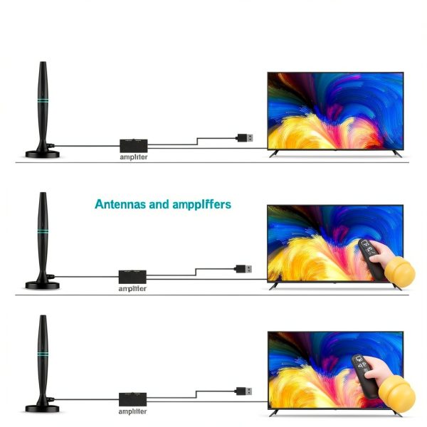 TV Antenna Lyrwihn ZDK-Antenna-FY Dark Grey 18FT Cable with Booster-3
