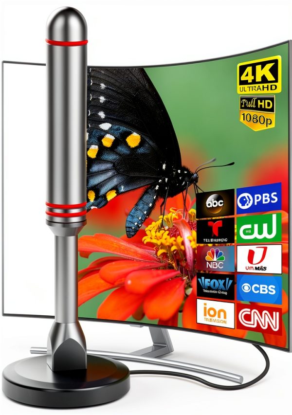 ATVFuture Indoor Digital TV Antenna AT011 Black/Red 360° Long‑Range-0