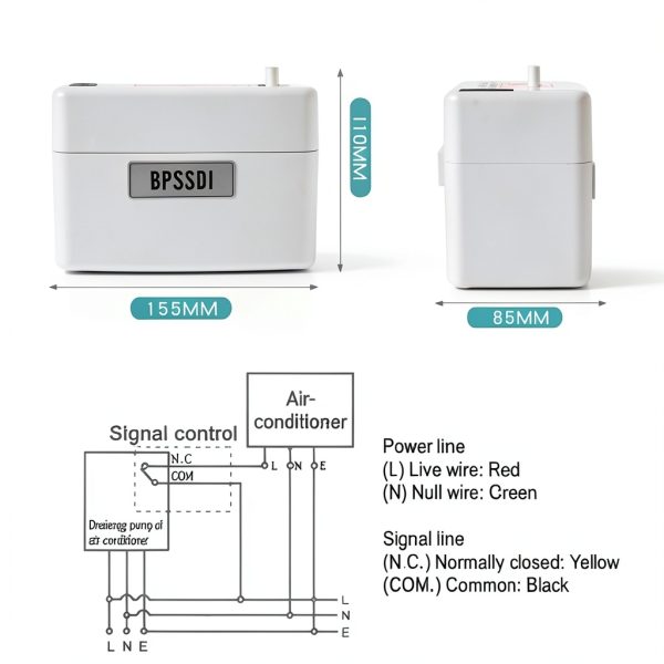 Condensate Pump, 24L/H Flow, 33ft Max Lift, 110V/220V, for 1-3HP AC, Dehumidifier, HVAC, Furnace, Ice Maker, Automatic Drain Pump, 2.36' Power Cord-5
